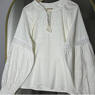 Вишиванка жіноча білого кольору з білою вишивкою розміри 48, 50, 52, 54, фото 3