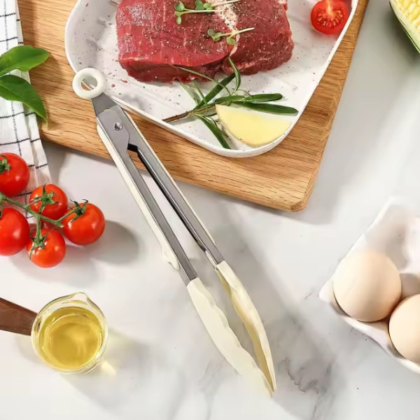 Щипці силіконові кухонні BN-918 Білі, фото 1