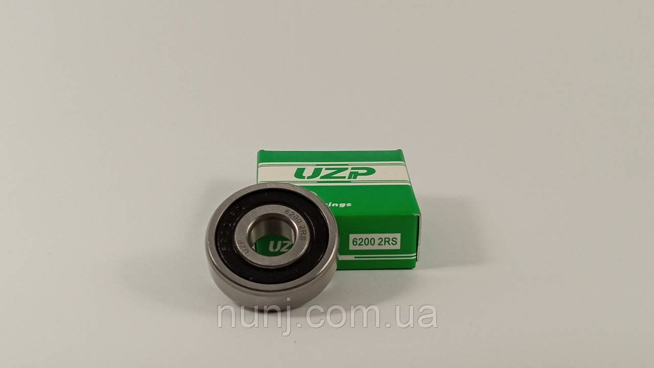 Підшипник 6200-2RS UZP (180200) розміри: 10*30*9 кульковий радіальний закритий, фото 1