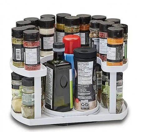 Полиця-органайзер для спецій Spice Spinner Two-Tiered Spice Organizer дворівнева для зберігання ємностей YU227, фото 1