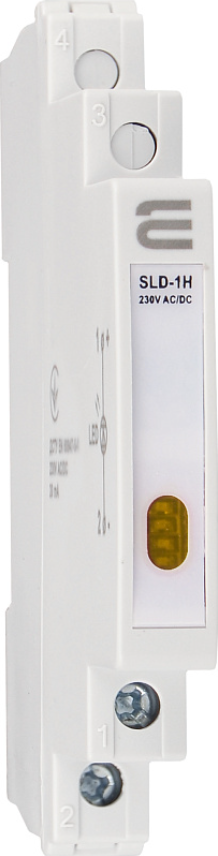 Сигнальний індикатор жовтий 9 mm 230V AC/DC SLD-1H на DIN-рейку