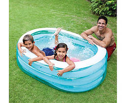 Дитячий басейн надувний Intex 57482 для дорослих і дітей круглий для вулиці саду дачі та будинку 163 x 107 x 46 см