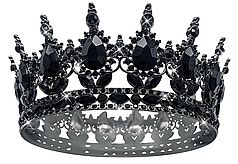 Корона металева 012 чорна з каміням