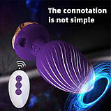 Силікональний анальний корок із вібрацією Rose з Д/К 3,5*9 см. Фіолетовий — Анальні іграшки, фото 5