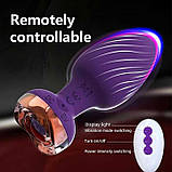 Силікональний анальний корок із вібрацією Rose з Д/К 3,5*9 см. Фіолетовий — Анальні іграшки, фото 8