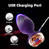 Силікональний анальний корок із вібрацією Rose з Д/К 3,5*9 см. Фіолетовий — Анальні іграшки, фото 6