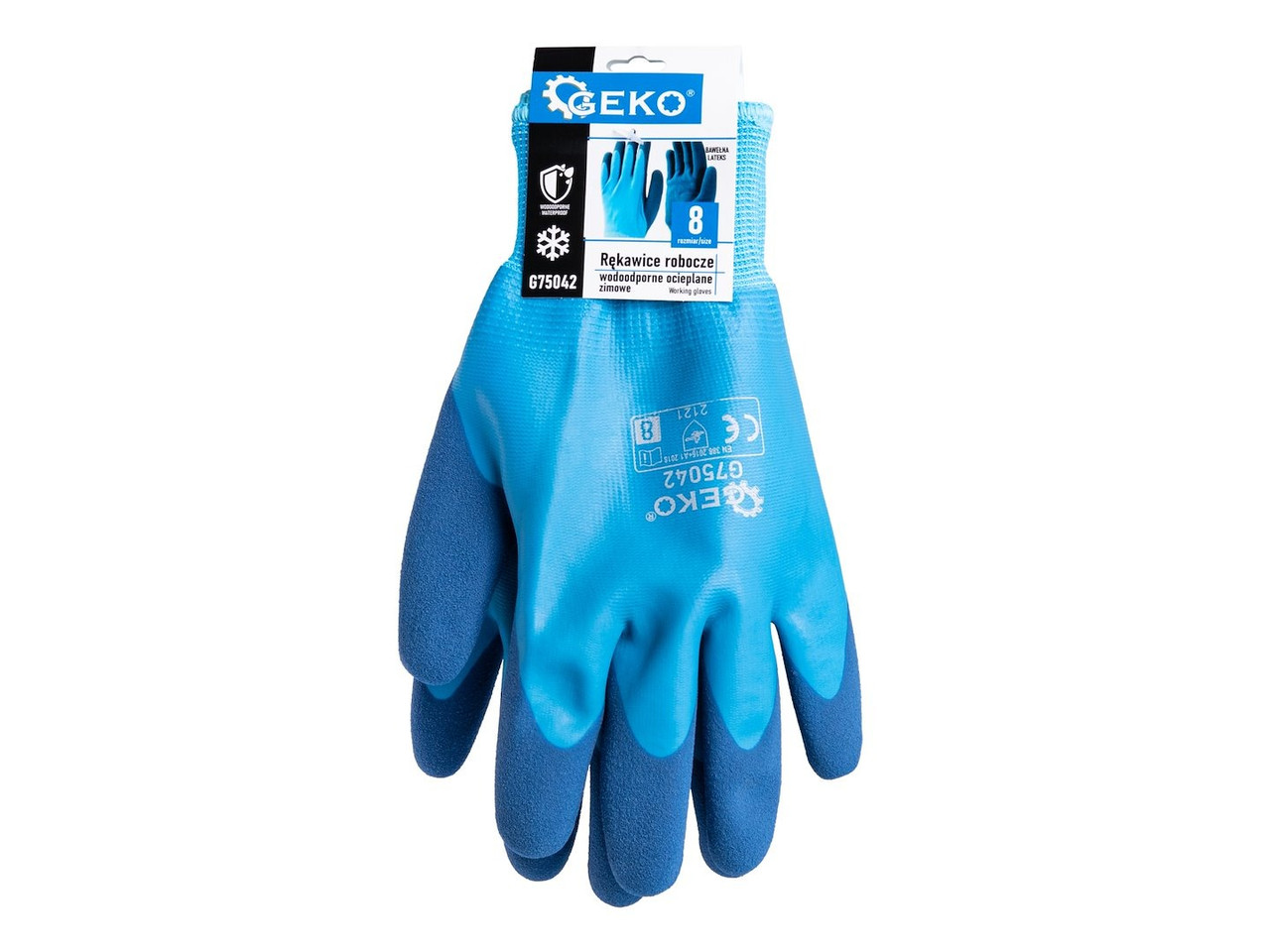 Водонепроникні термічні робочі рукавички розмір 8 Geko G75042, Рукавички для роботи бавовна з латексом зимові, фото 1