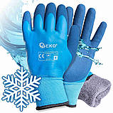 Водонепроникні термічні робочі рукавички розмір 8 Geko G75042, Рукавички для роботи бавовна з латексом зимові, фото 4