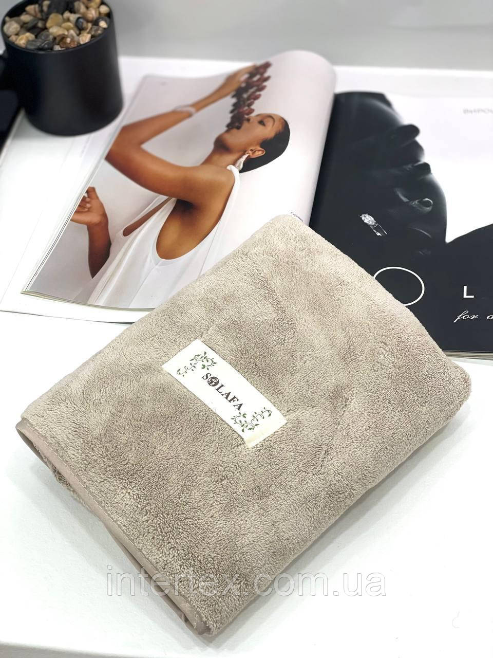 Рушник лицьовий однотонний з мікрофібри (айворі) 100х50 см., фото 1