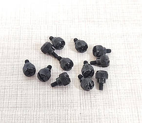 Гвинт для кріплення корпусу БЖ ПК PSU 6/32 5мм безинструментальный накатка мет. 12шт черн, фото 2