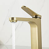 Змішувач для умивальника GAPPO G1010-3, золотий сатин, фото 5
