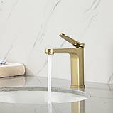 Змішувач для умивальника GAPPO G1010-3, золотий сатин, фото 6