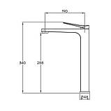 Змішувач високий GAPPO G1010-29 для накладного умивальника, збройова сталь, фото 8