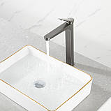 Змішувач високий GAPPO G1010-29 для накладного умивальника, збройова сталь, фото 3