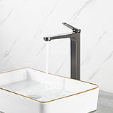 Змішувач високий GAPPO G1010-29 для накладного умивальника, збройова сталь, фото 2