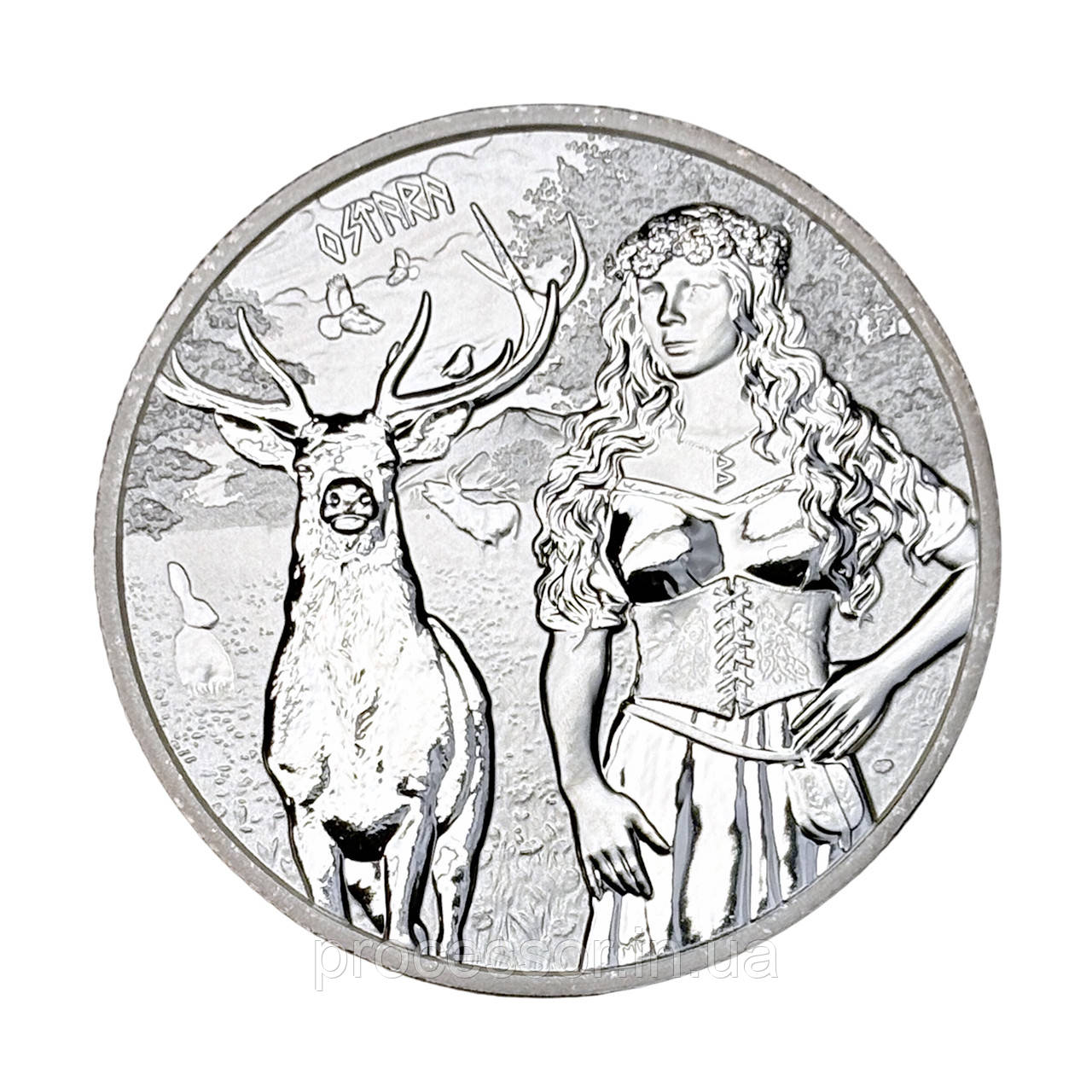 Срібна монета 5 марок Valkyries "Ostara" 1 oz 2023 - пробудження природи та духу, фото 1