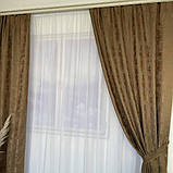 Готовий комплект щільних штор на тасьмі з підхватами 150х270 см Колір кавовий, фото 5