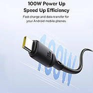 Кабель тайп сі Baseus 100W 2м шнур USB Type-C посилений для швидкого заряджання телефона (чорний), фото 4