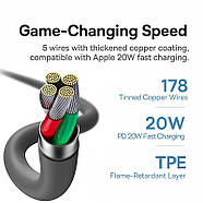Кабель тайп сі Baseus 100W 2м шнур USB Type-C посилений для швидкого заряджання телефона (чорний), фото 6