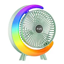 Портативний настільний вентилятор з LED-підсвіткою й USB зарядкою — 3 швидкості, компактний і тихий, фото 5