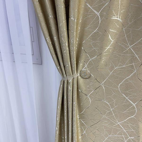 Сонцезахисні штори з льону блекаут 100% захист від сонця бежеві штори, фото 1