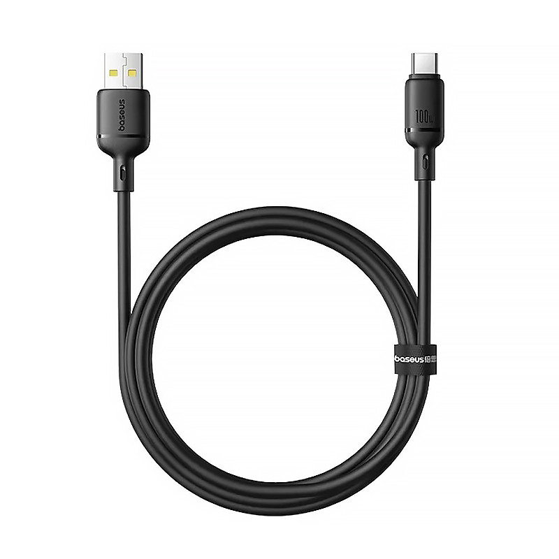Кабель тайп сі Baseus 100W 1м шнур USB Type-C посилений для швидкого заряджання телефона (чорний)