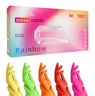 Рукавички MediOk Rainbow кольорові нітрилові, розмір M (100шт в упаковці)
