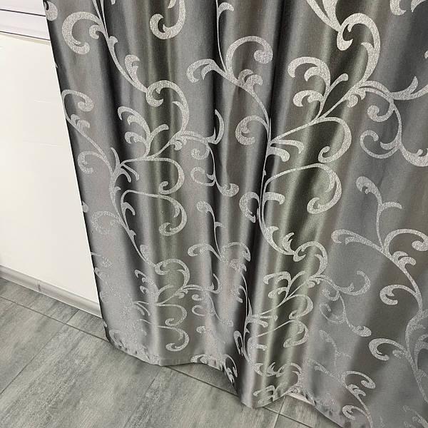 Готовий комплект щільних штор на тасьмі з підхватами 150х270 см Колір графіт, фото 1