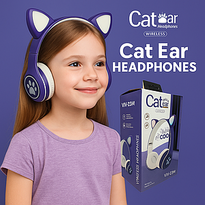 Дитячі бездротові навушники LED з котячими вушками Wireless headSet Cat ear VIV-23M Фіолетові