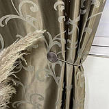 Готовий комплект щільних штор на тасьмі з підхватами 150х270 см Колір кавовий, фото 3