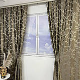 Готовий комплект щільних штор на тасьмі з підхватами 150х270 см Колір кавовий, фото 8