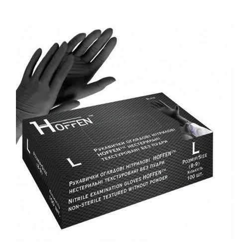 Рукавички нітрилові чорні "Hoffen" (L) 4.5 грама