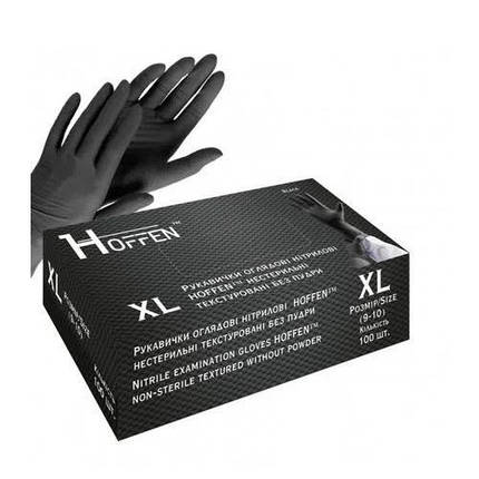 Рукавички нітрилові чорні "Hoffen" (Xl) 4.5 грама, фото 1