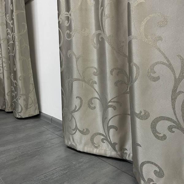 Готовий комплект щільних штор на тасьмі з підхватами 150х270 см Колір холодний беж, фото 1