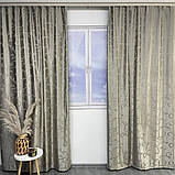 Готовий комплект щільних штор на тасьмі з підхватами 150х270 см Колір холодний беж, фото 4