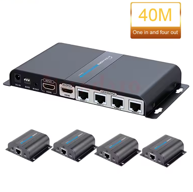 Відеопередавач LKV714pro HDMI POE сплітер подовжувач 1in4 1080P HDMI Video Transmitter на 4 телевізора