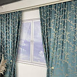 Готовий комплект щільних штор на тасьмі з підхватами 150х270 см Колір бірюзовий, фото 3