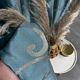 Готовий комплект щільних штор на тасьмі з підхватами 150х270 см Колір бірюзовий, фото 4