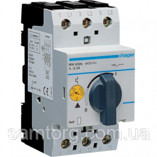 Автомат захисту двигуна 4,0-6,0 A тип До 1 полюс MM509N Hager