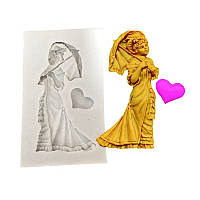 Молд силіконовий Жінка з парасолькою 45 на 74 мм сірий