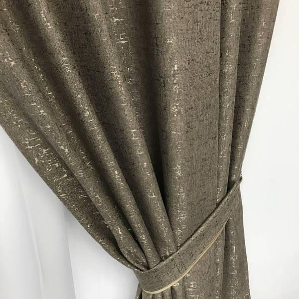 Штори з льону Готовий комплект штор на тасьмі Колір коричнево сірі, фото 1