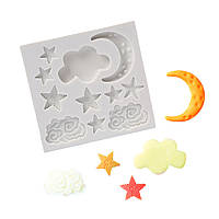 Молд силіконовий Місяць хмари зірки 80 на 85 мм сірий