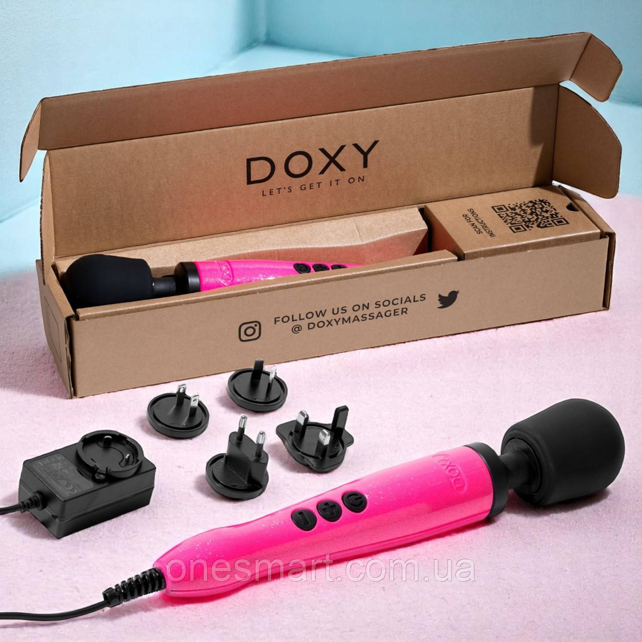 Вібромасажер Doxy Die Cast для тіла потужний медичний масажер з силіконовим покриттям 220В, фото 1