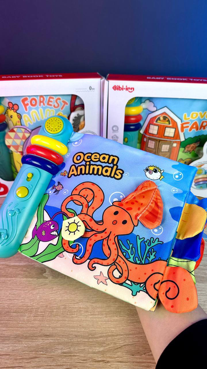 М’яка музична книжечка 6075 (24) на батарейках, мелодії, режими гучності, підсвітка, м'які сторінки, 5 сторінок, шелесткі, фото 1