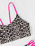 Роздільний купальник з леопардовим принтом та малиновими резинками - леопард S (KUP-ROZ-LEO-COL), фото 6