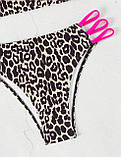 Роздільний купальник з леопардовим принтом та малиновими резинками - леопард S (KUP-ROZ-LEO-COL), фото 7