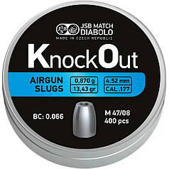 Кулі пневматичні JSB Diabolo KnockOut Slugs 4,52 мм , 0,870 г, 400 шт/уп