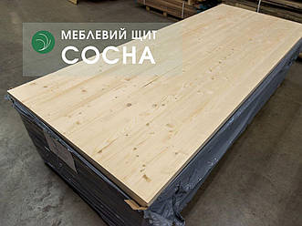 Цільноламельний меблевий щит із сосни, 27 мм, 3000х1220 мм, ґатунок А/В / 3,66 кв.м.