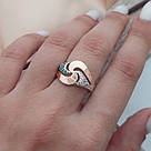 Срібна каблучка жіноча із золотими напайками "Ксенія" Красива стильна каблучка зі срібла, фото 3