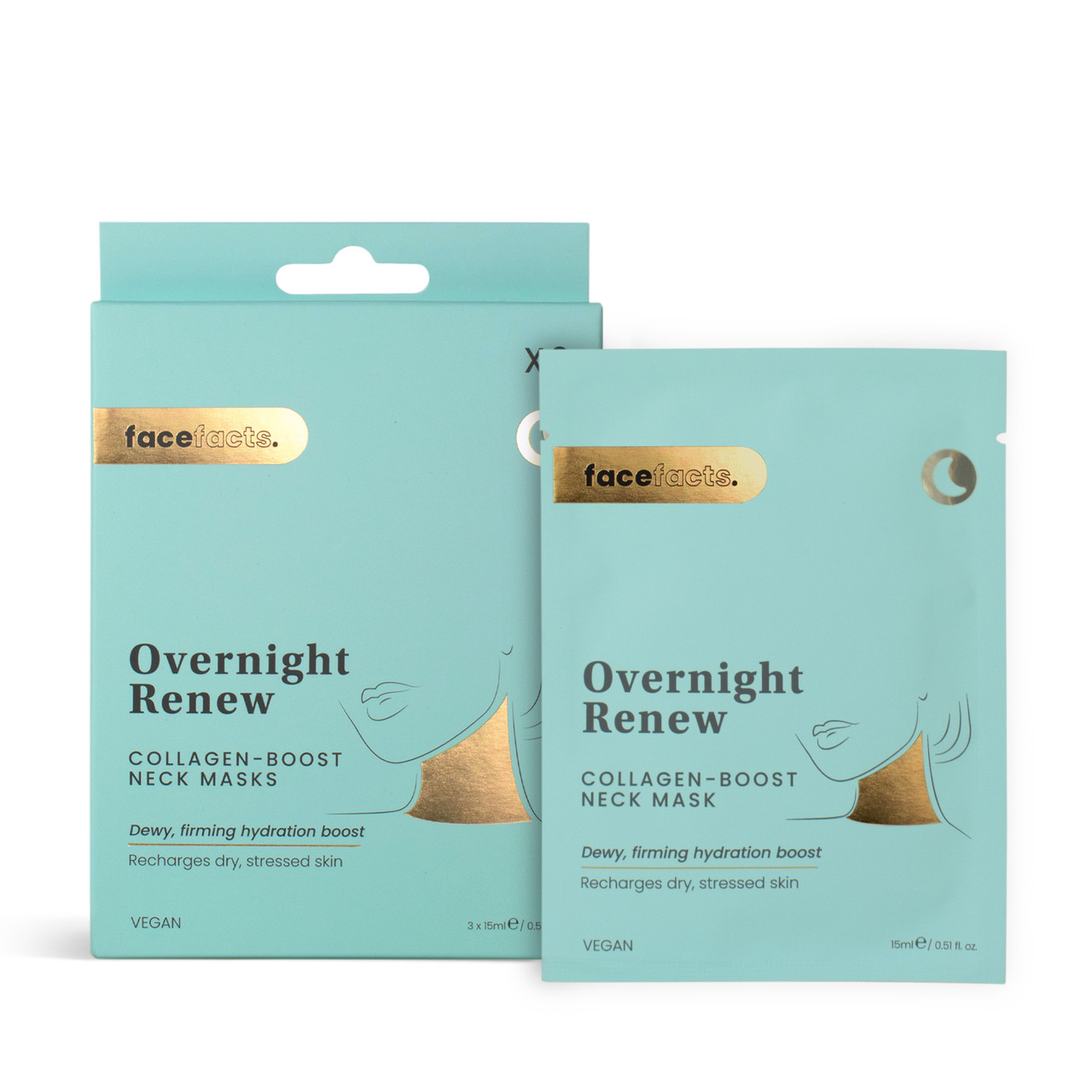 Face Facts Колагенова маска для шиї Overnight renew , 3х15 мл, фото 1